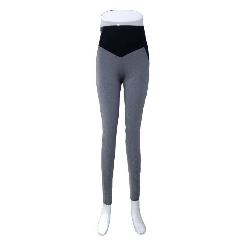 Black and gray stitching yoga leggings