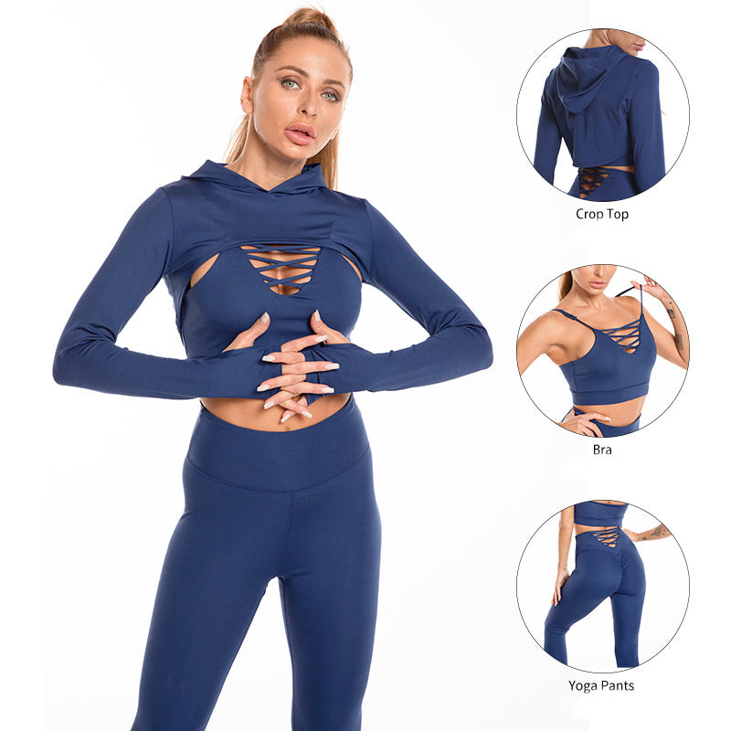 Sports Suits Long Sleeve Hooded butt Lifting Leggings