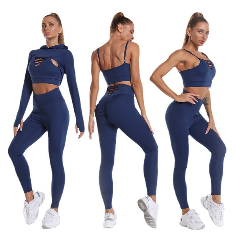 Sports Suits Long Sleeve Hooded butt Lifting Leggings